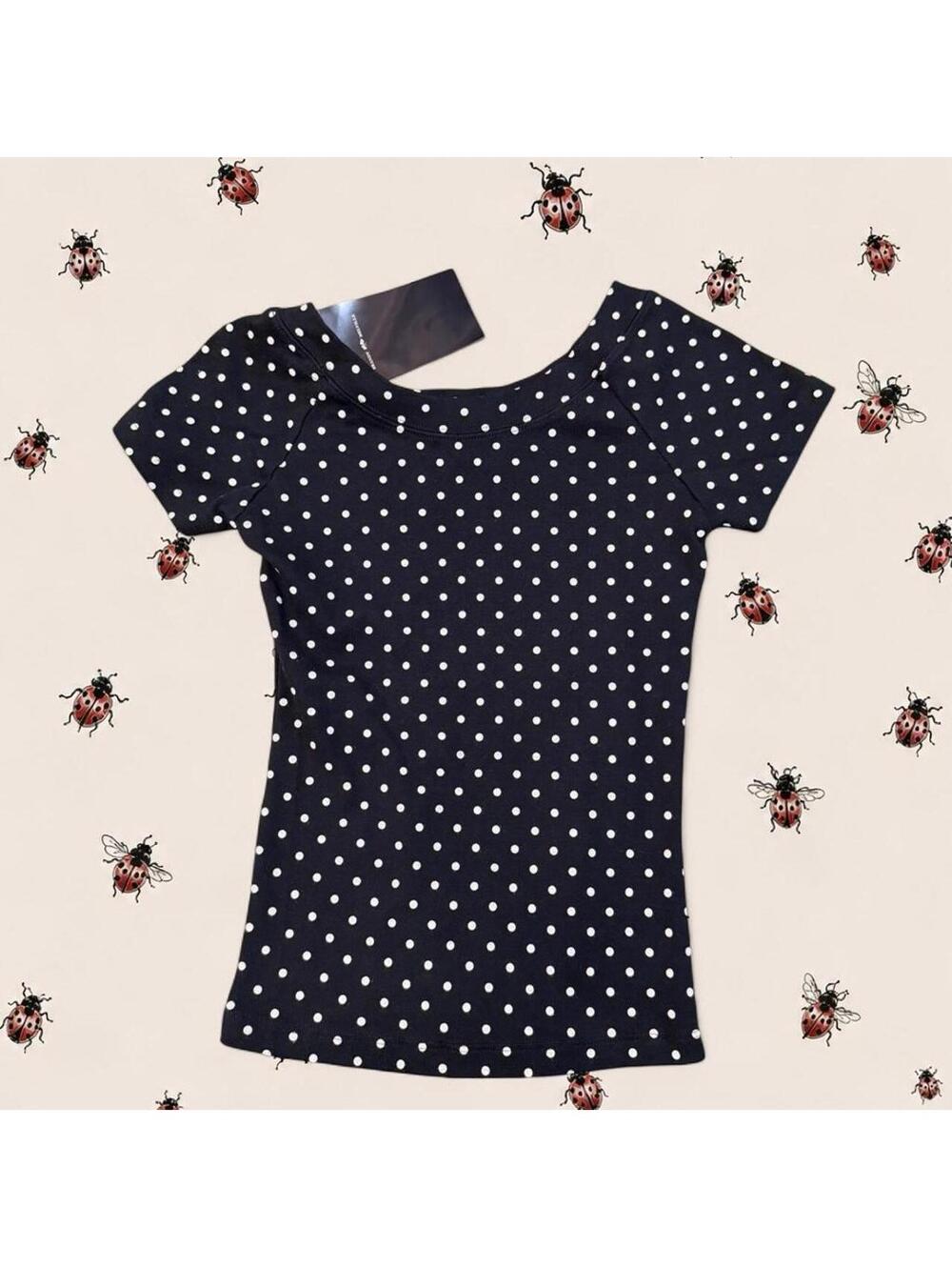 Brandy Melville ginny navy and white polka dot top (rlly dark navy almost black)